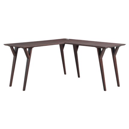 62-Inch L-Shaped Walnut Computer Desk with Cord Management and Modern Finish